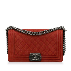 Chanel B Chanel Red Caviar Leather Leather Old Medium Quilted Caviar Boy Flap Italy