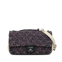 Chanel AB Chanel Blue Tweed Fabric Small Airlines Flap Italy