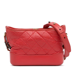 Chanel B Chanel Red Lambskin Leather Leather Small Chevron Lambskin Gabrielle Crossbody Italy