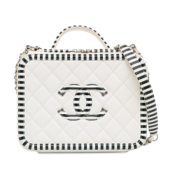 Chanel AB Chanel White Caviar Leather Leather Medium Caviar CC Filigree Vanity Case Italy