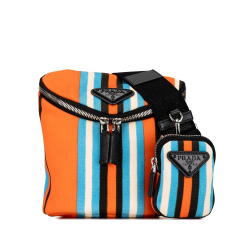 Prada B Prada Orange Canvas Fabric Canapa Baiadera Crossbody Italy