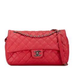 Chanel B Chanel Red Caviar Leather Leather Jumbo Caviar Easy Flap Bag Italy
