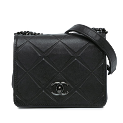 Chanel B Chanel Black Calf Leather Mini skin Propeller Flap Italy