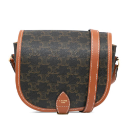 Celine B Celine Brown Dark Brown Coated Canvas Fabric Medium Triomphe Folco Crossbody Italy