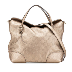 Gucci B Gucci Gold Calf Leather Medium Guccissima Bree Fold Over Tote Italy