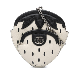Gucci AB Gucci White Calf Leather Fruittini Strawberry Crossbody Italy