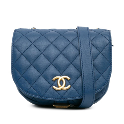 Chanel B Chanel Blue Calf Leather Quilted Grained skin Casual Trip Messenger France