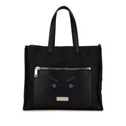 Fendi B Fendi Black Nylon Fabric Large Fendi Faces Tote Italy