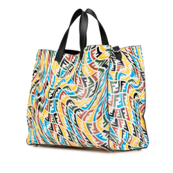 Fendi AB Fendi White with Multi Calf Leather Sarah Coleman Vertigo Shopper Tote Italy