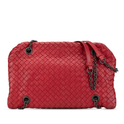 Bottega Veneta B Bottega Veneta Red Nappa Leather Leather Nappa Intrecciato Duo Shoulder Bag Italy