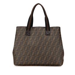 Fendi B Fendi Brown Coated Canvas Fabric Zucca Spalmati Tote Italy