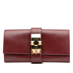 Hermès AB Hermès Red Bordeaux Calf Leather Swift Medor Clutch 23 France
