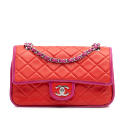 Chanel B Chanel Red Lambskin Leather Leather Medium Classic Bicolor Lambskin Double Flap France