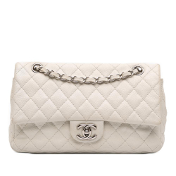 Chanel B Chanel White Caviar Leather Leather Medium Classic Caviar Double Flap Italy