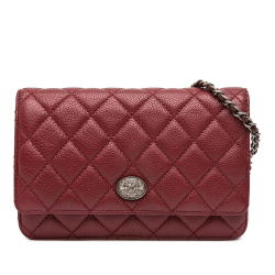 Chanel AB Chanel Red Caviar Leather Leather CC Quilted Caviar Wallet on Chain Italy