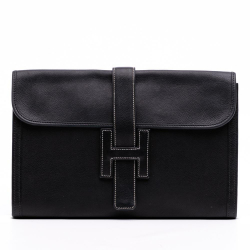 Hermès B Hermès Black Calf Leather Evergrain Jige PM France