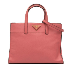 Prada B Prada Pink Saffiano Leather Soft Triple Pocket Tote Italy