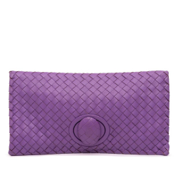 Bottega Veneta AB Bottega Veneta Purple Dark Purple Nappa Leather Leather Nappa Intrecciato Turn Lock Clutch Italy