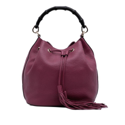 Gucci AB Gucci Purple Magenta Calf Leather Pebbled skin Miss Bamboo Bucket Bag Italy