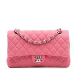 Chanel B Chanel Pink Cotton Fabric Medium Classic Jersey Double Flap France