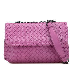 Bottega Veneta B Bottega Veneta Pink Nappa Leather Leather Baby Nappa Intrecciato Olimpia Crossbody Italy