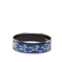 Hermès B Hermès Blue Enamel Other Wide Horse Riding Motif Bangle Austria
