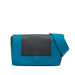Celine B Celine Black with Blue Calf Leather Frame Shoulder Bag Italy