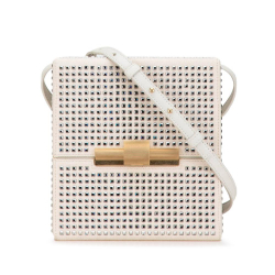 Bottega Veneta B Bottega Veneta Brown Light Beige Canvas Fabric Crystal Embellished Daisey Crossbody Italy