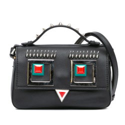Fendi B Fendi Black with Yellow Calf Leather Micro Hypnoteyes Double Baguette Satchel Italy