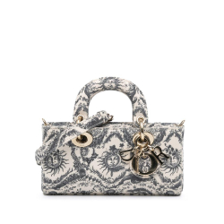 Christian Dior B Dior White Denim Fabric Small Toile de Jouy Soleil Lady D Joy Italy