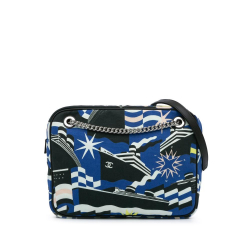 Chanel B Chanel Blue with Black Canvas Fabric Small La Pausa Bay Camera Bag Italy