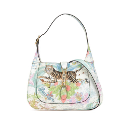 Gucci AB Gucci White Calf Leather Yuko Higuchi Small skin Floral Print Jackie 1961 Italy
