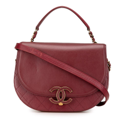 Chanel B Chanel Red Dark Red Calf Leather Medium skin Coco Curve Flap Italy