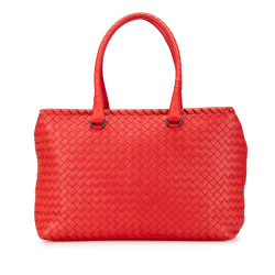Bottega Veneta B Bottega Veneta Red Nappa Leather Leather Nappa Intrecciato Brick Tote Italy