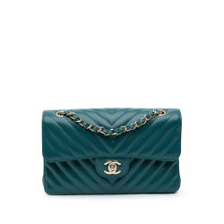 Chanel B Chanel Blue Turquoise Caviar Leather Leather Small Classic Chevron Caviar Double Flap France