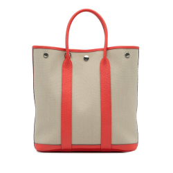 Hermès B Hermès Brown Beige with Red Canvas Fabric Toile and Negonda Garden File 28 France