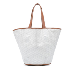 Goyard B Goyard White with Brown Canvas Fabric Goyardine Reversible Belharra Tote France