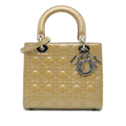 Christian Dior B Dior Brown Caramel Patent Leather Leather Medium Patent Cannage Lady Dior Italy