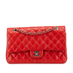Chanel B Chanel Red Lambskin Leather Leather Medium Classic Lambskin Double Flap France
