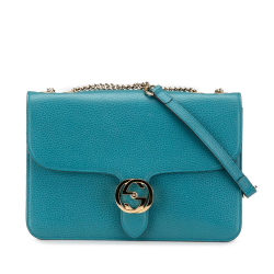 Gucci AB Gucci Blue Turquoise Calf Leather Medium Dollar skin Interlocking G Crossbody Italy