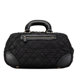 Chanel B Chanel Black Nylon Fabric Paris New York Quilted Duffle Handbag Italy