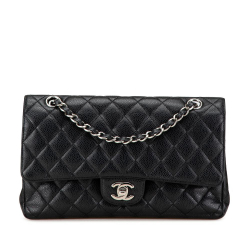 Chanel B Chanel Black Caviar Leather Leather Medium Classic Caviar Double Flap France