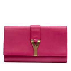 Saint Laurent B Saint Laurent Pink Hot Pink Calf Leather Chyc Ligne Clutch Italy
