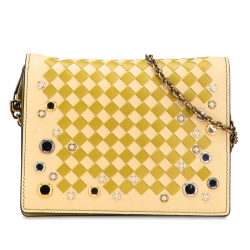 Bottega Veneta Yellow Nappa Intrecciato Studded Wallet on Chain Italy