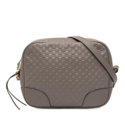 Gucci B Gucci Gray Calf Leather Microguccissima Bree Crossbody Italy