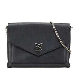 Louis Vuitton B Louis Vuitton Black Calf Leather MyLockMe Chain Pochette France
