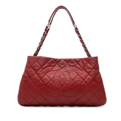 Chanel B Chanel Red Caviar Leather Leather Quilted Caviar Expandable Zip Tote Italy