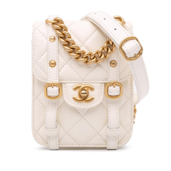 Chanel B Chanel White Ivory Calf Leather Mini Aged skin City School Flap France