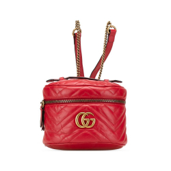 Gucci B Gucci Red Calf Leather GG Marmont Round Matelasse Backpack Italy