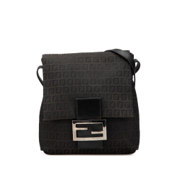 Fendi B Fendi Black Canvas Fabric Zucchino Crossbody Italy
